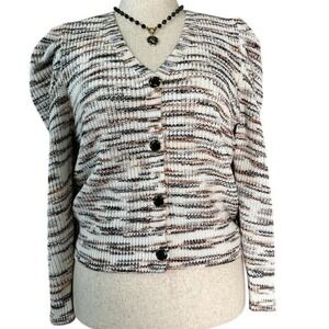 Marc New York Puff Sleeve Cardigan Sweater Button Front